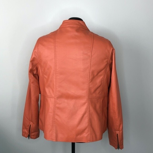 Relativity Cabachonor faux leather moto jacket rust color sz 1X - Picture 3 of 7